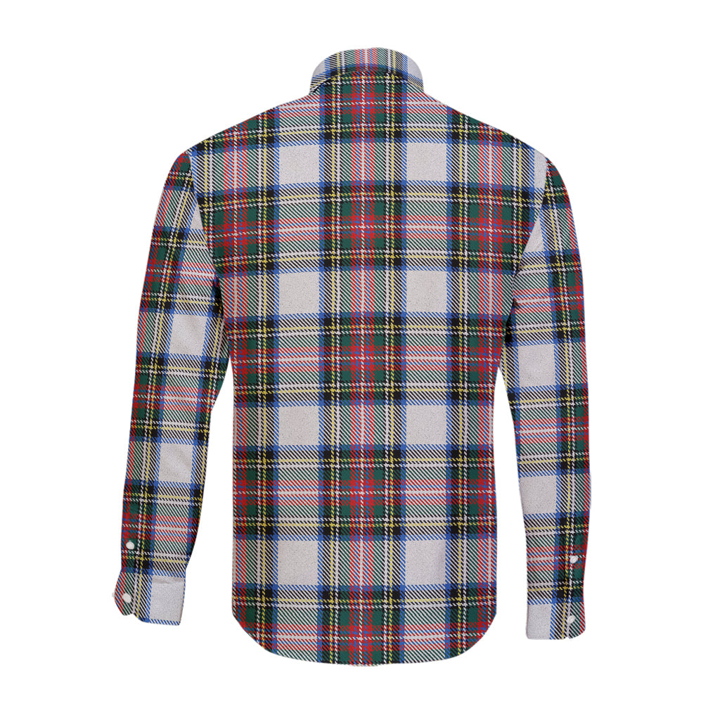 Dennistoun Tartan Long Sleeve Button Up Shirt with Family Crest - Tartan Vibes Clothing