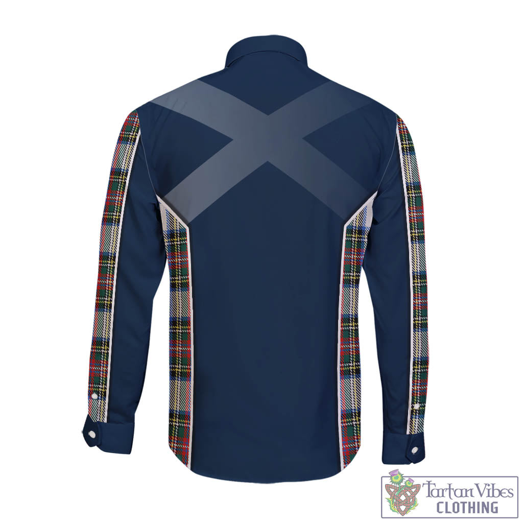 Tartan Vibes Clothing Dennistoun Tartan Long Sleeve Button Up Shirt with Family Crest and Lion Rampant Vibes Sport Style