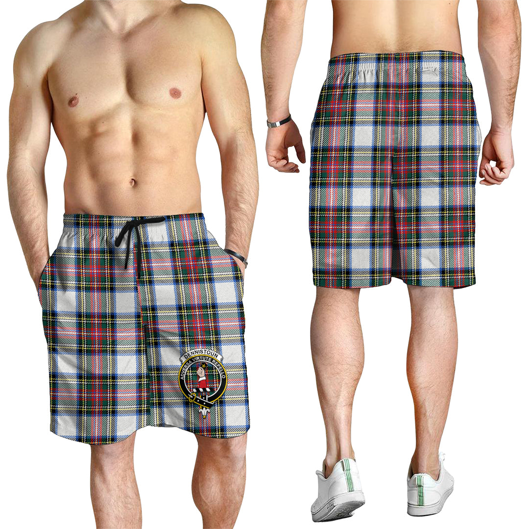 Dennistoun Tartan Mens Shorts with Family Crest - Tartan Vibes Clothing