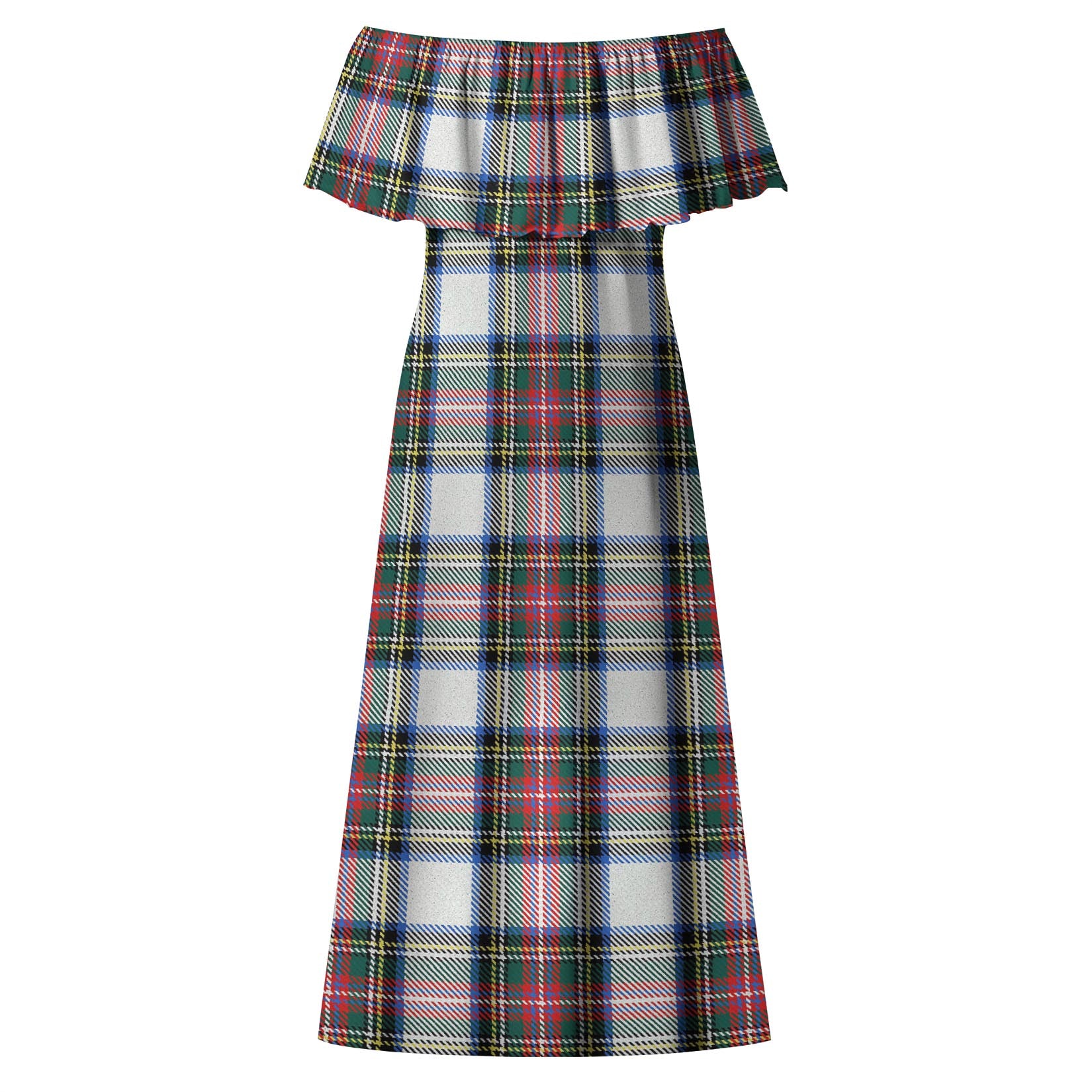 Dennistoun Tartan Off Shoulder Long Dress - Tartan Vibes Clothing