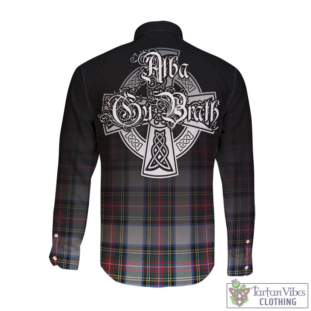 Dennistoun Tartan Long Sleeve Button Up Featuring Alba Gu Brath Family Crest Celtic Inspired - Tartan Vibes Clothing
