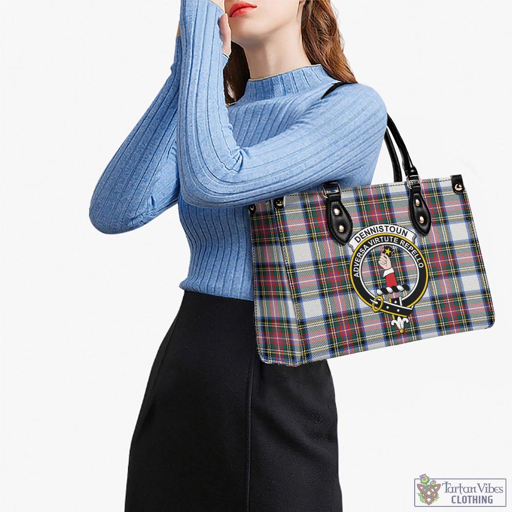Dennistoun Tartan Luxury Leather Handbags with Family Crest - Tartan Vibes Clothing