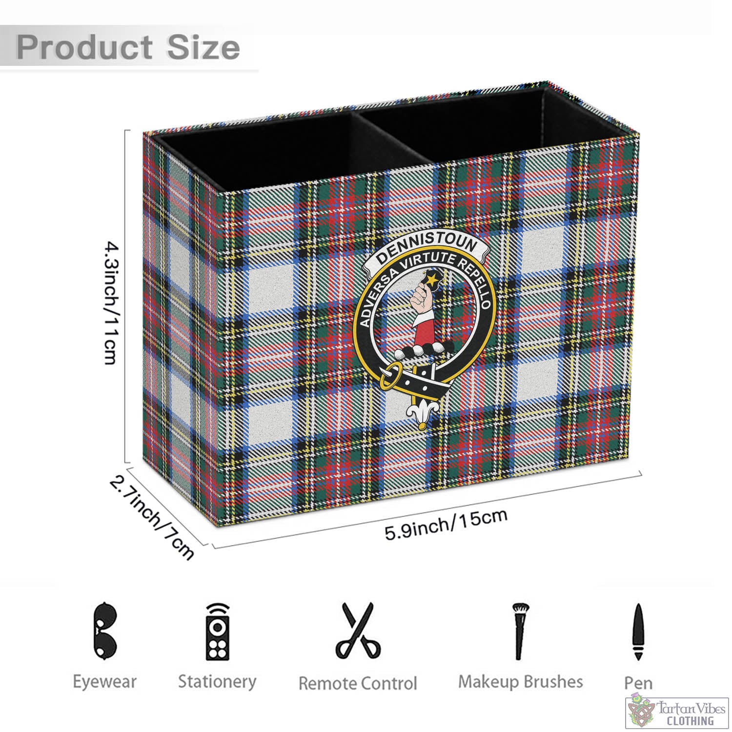 Dennistoun Tartan Pen Holder with Family Crest - Tartan Vibes Clothing