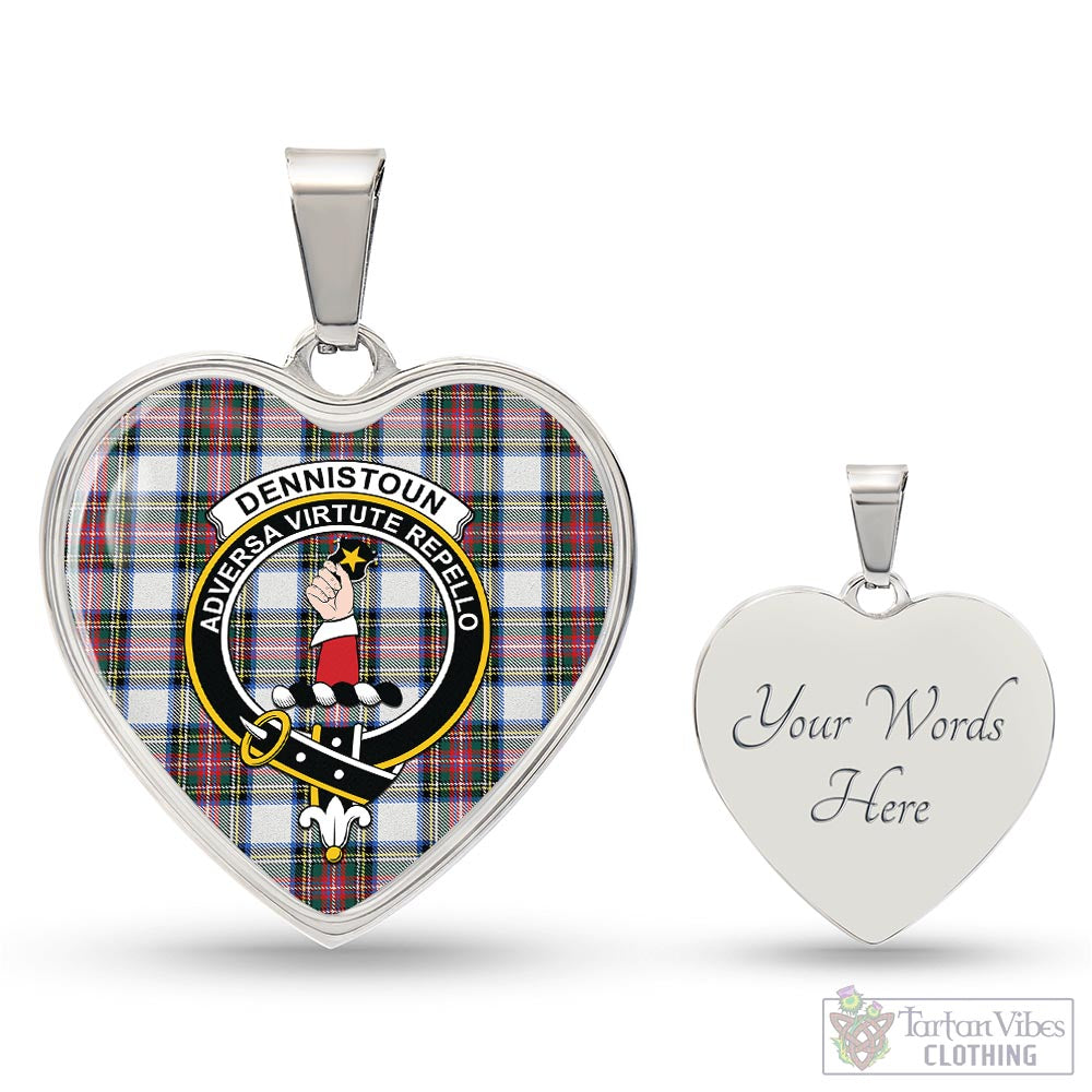 Dennistoun Tartan Heart Necklace with Family Crest Luxury Necklace (Silver) Yes - Tartan Vibes Clothing