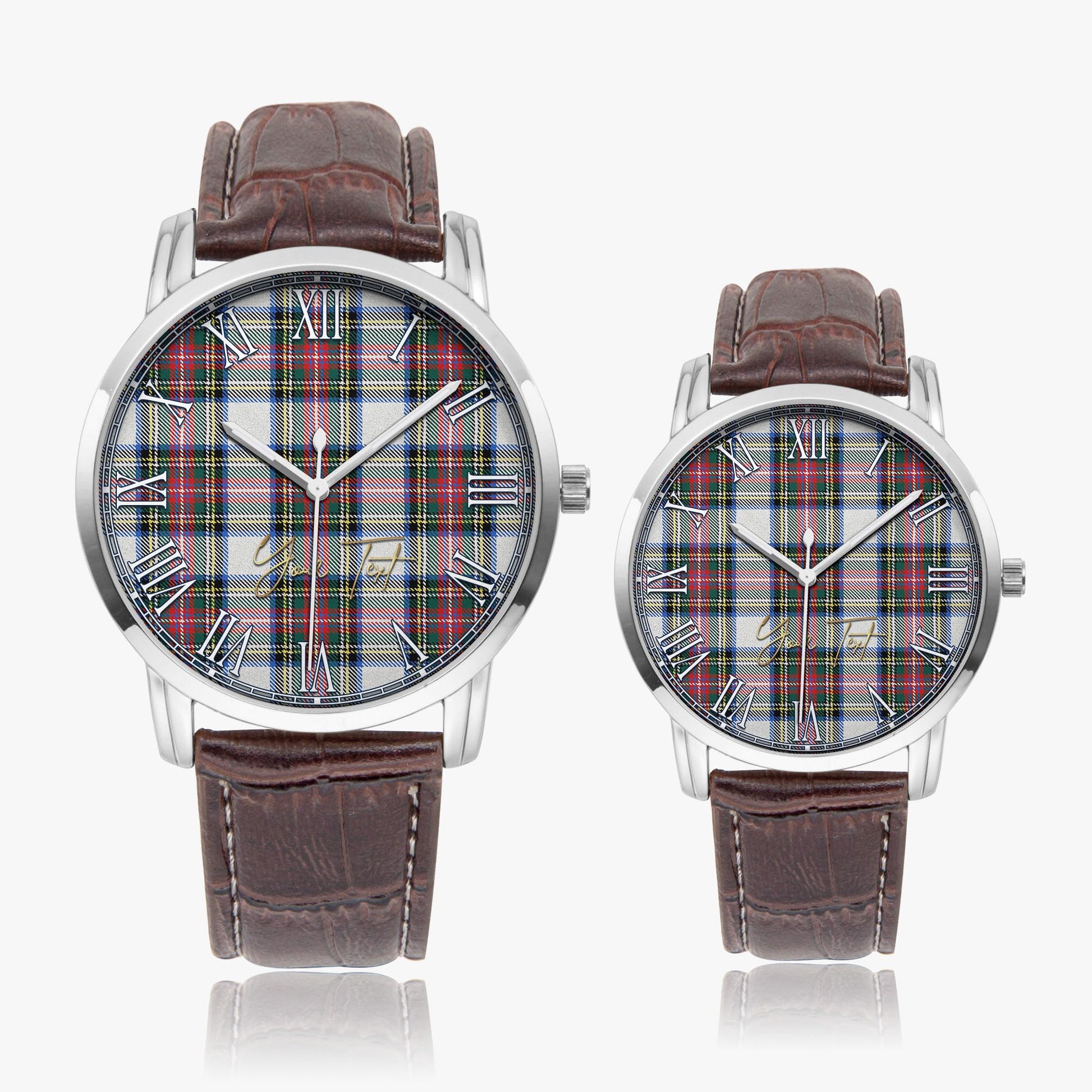 Dennistoun Tartan Personalized Your Text Leather Trap Quartz Watch - Tartan Vibes Clothing