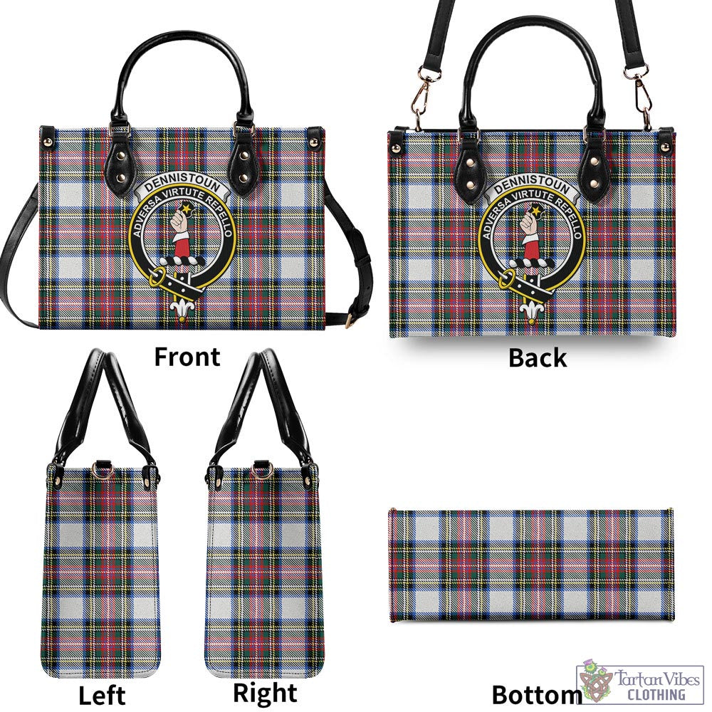 Dennistoun Tartan Luxury Leather Handbags with Family Crest - Tartan Vibes Clothing