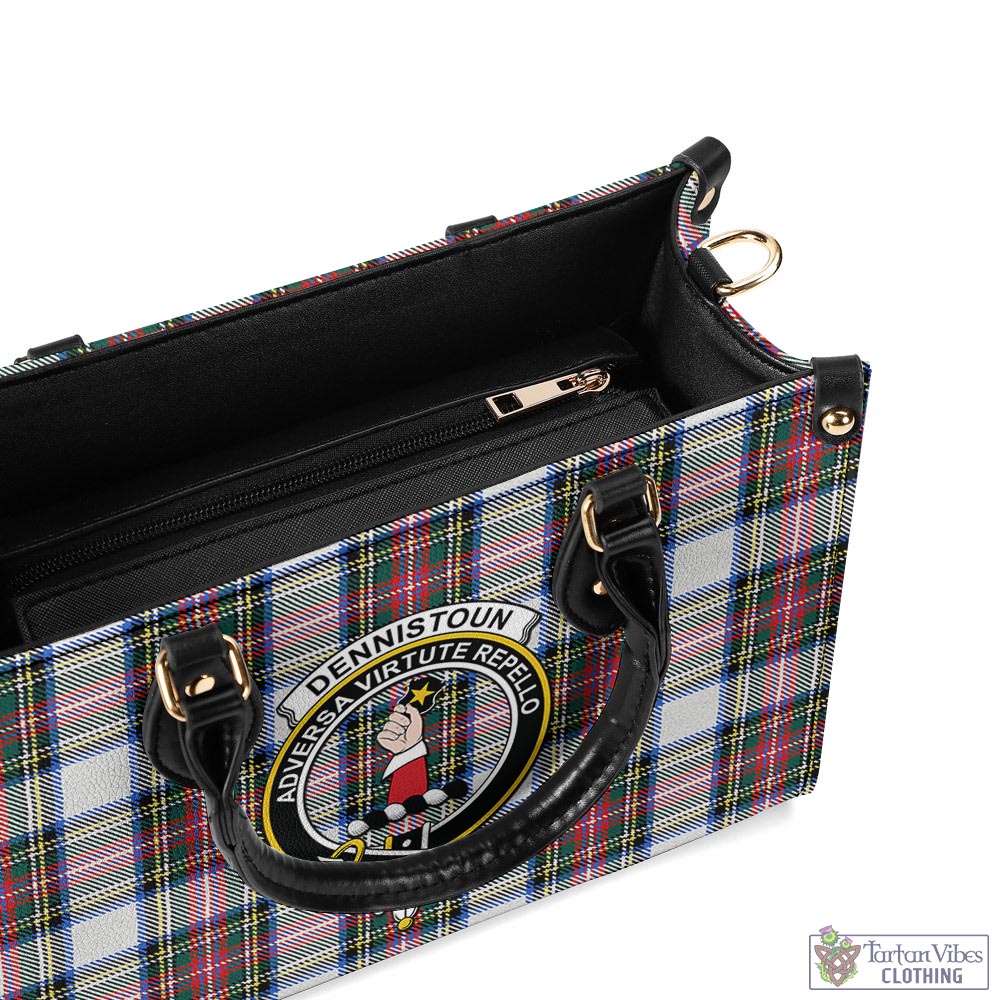 Dennistoun Tartan Luxury Leather Handbags with Family Crest - Tartan Vibes Clothing