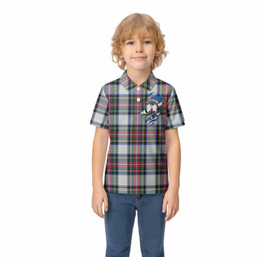 Dennistoun Clan Crest In Me Tartan Kid Polo Shirt Scotland Flag Style
