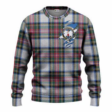 Dennistoun Clan Crest In Me Tartan Knitted Sweater Scotland Flag Style