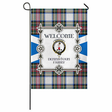 Dennistoun Family Crest Tartan Welcome Garden Flag Saltire Harmony Style - Tartan Vibes Clothing