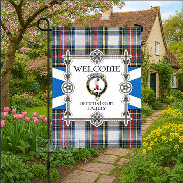 Dennistoun Family Crest Tartan Welcome Garden Flag Saltire Harmony Style - Tartan Vibes Clothing