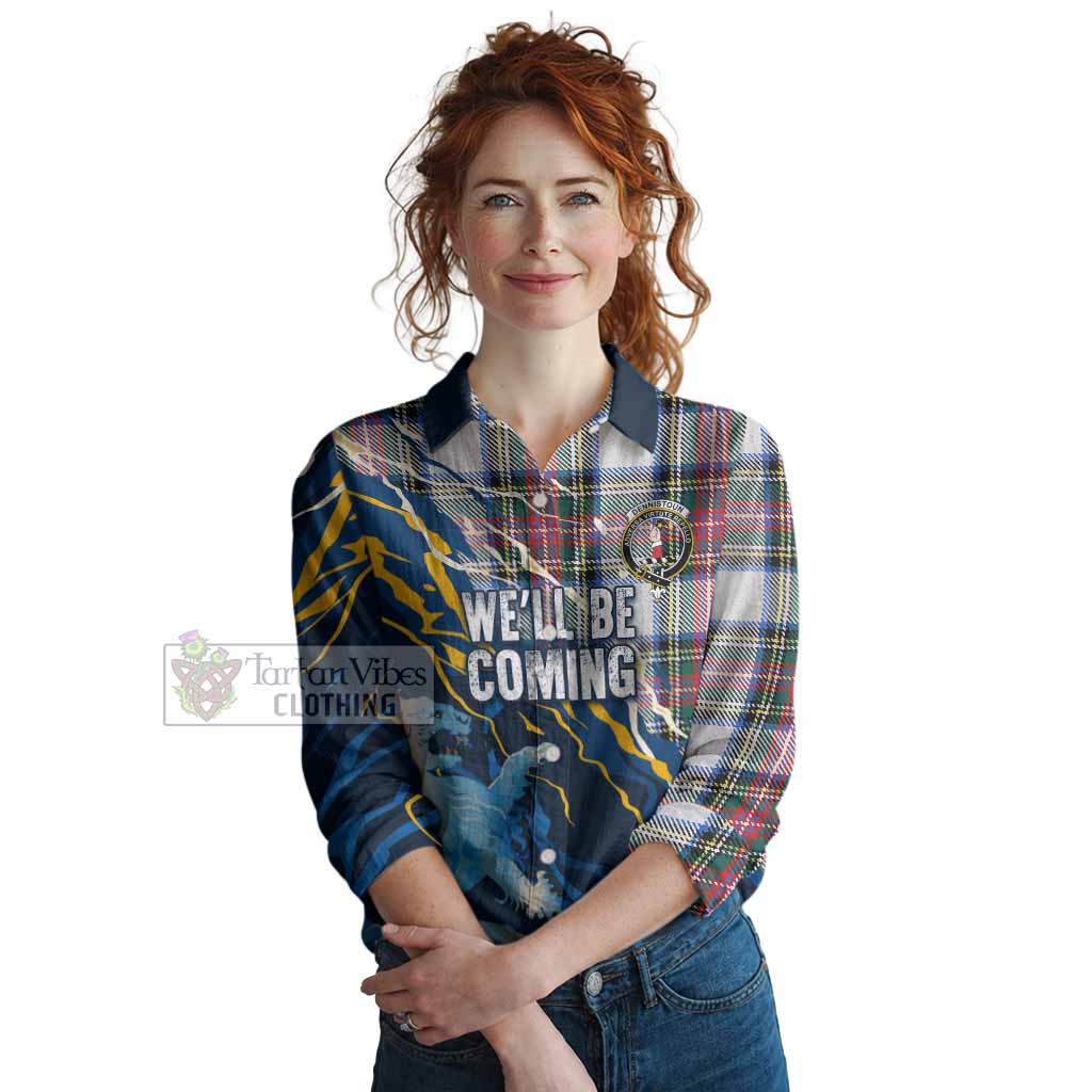 Dennistoun Scotland Tartan Women Casual Shirt WC2026 Football - We'll Be Coming