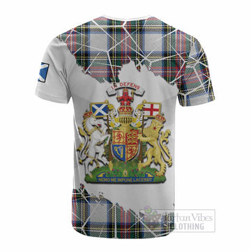 Dennistoun Tartan Cotton T-shirt with Family Crest and Lion Rampant Grunge Style