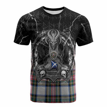 Dennistoun Tartan Crest Cotton T-shirt Celtic Odin's Raven Legacy