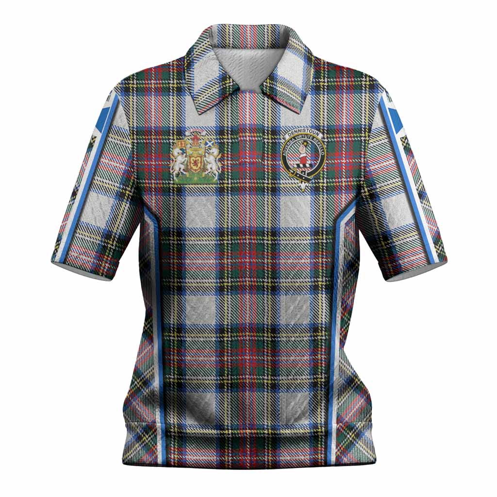 Dennistoun Tartan Crest Women’s Polo Sweater Top Scotland Coat of Arm Flag Style