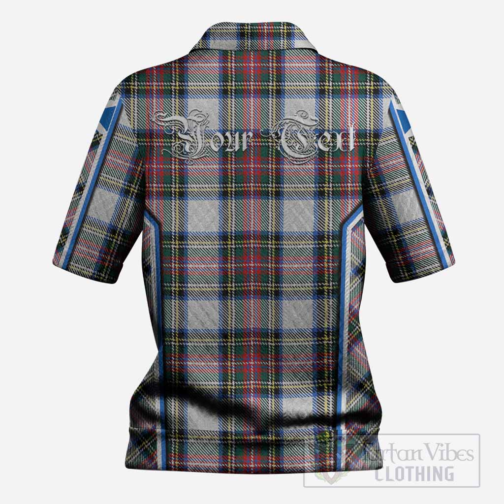 Dennistoun Tartan Crest Women’s Polo Sweater Top Scotland Coat of Arm Flag Style