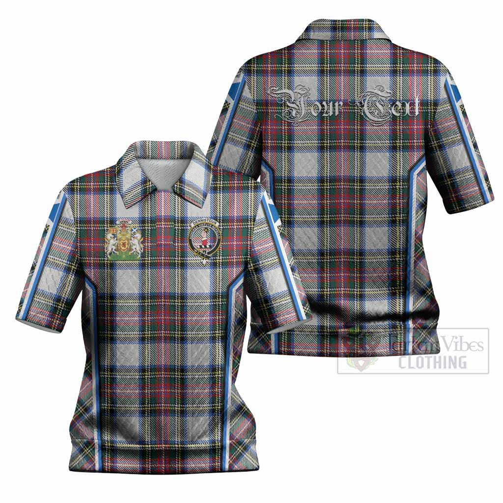 Dennistoun Tartan Crest Women’s Polo Sweater Top Scotland Coat of Arm Flag Style