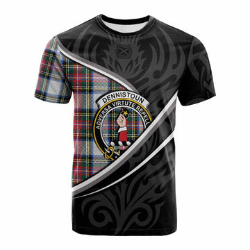 Dennistoun Tartan Family Crest Cotton T-shirt Celtic Scottish Thistle Floral - Tartan Vibes Clothing