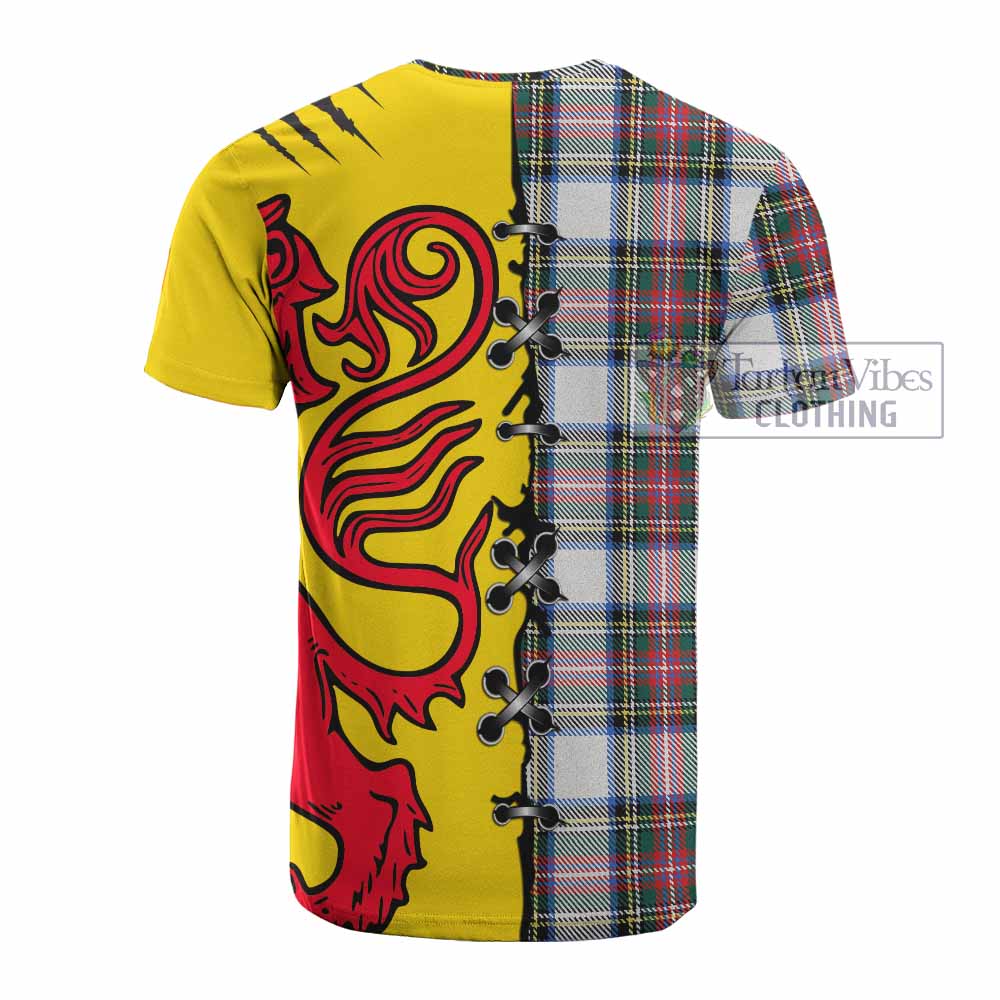 Dennistoun Tartan Family Crest Cotton T-shirt Lion Rampant Honor - Tartan Vibes Clothing