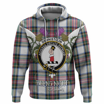 Dennistoun Tartan Family Crest Hoodie Scottish Burns Night Thistle Floral