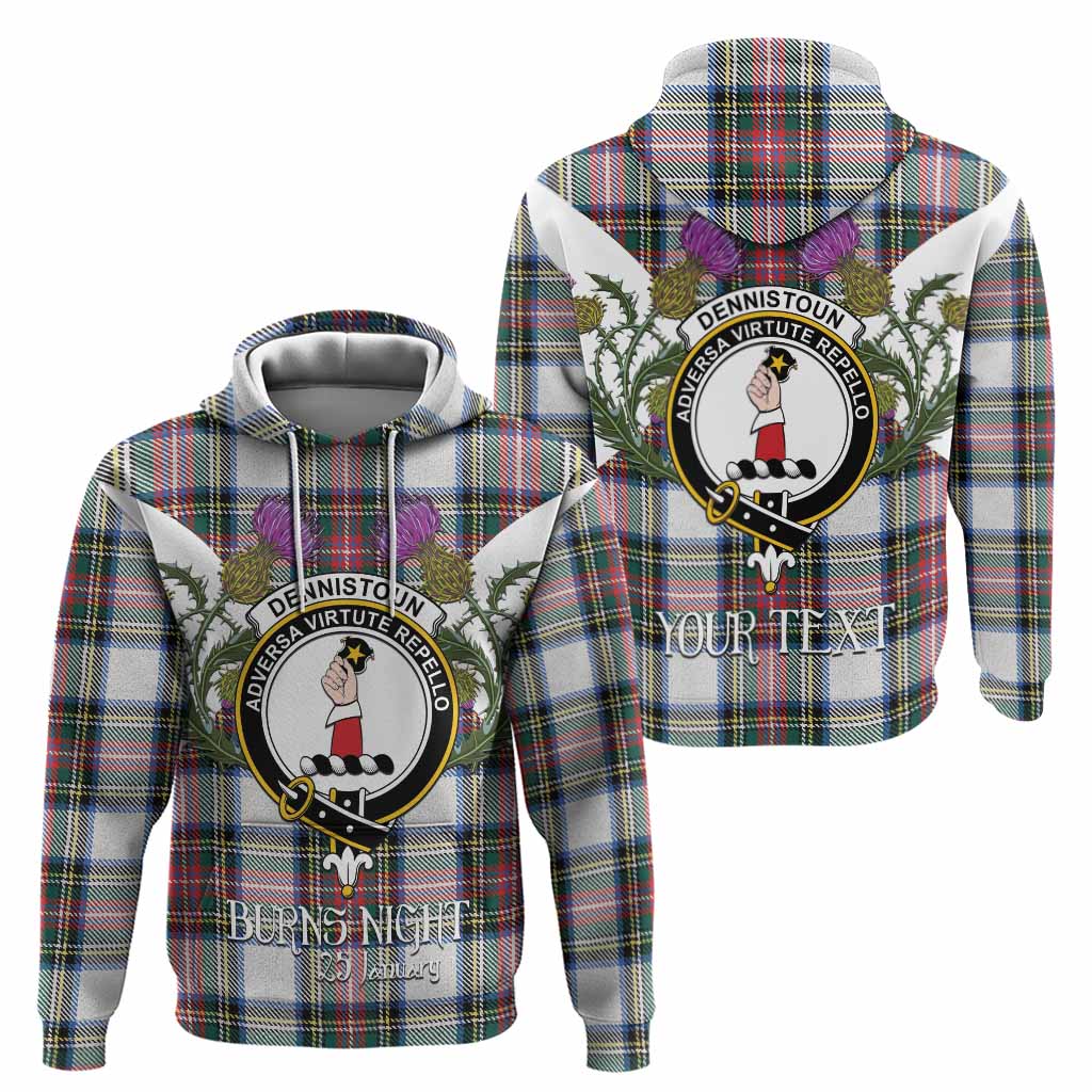 Dennistoun Tartan Family Crest Hoodie Scottish Burns Night Thistle Floral