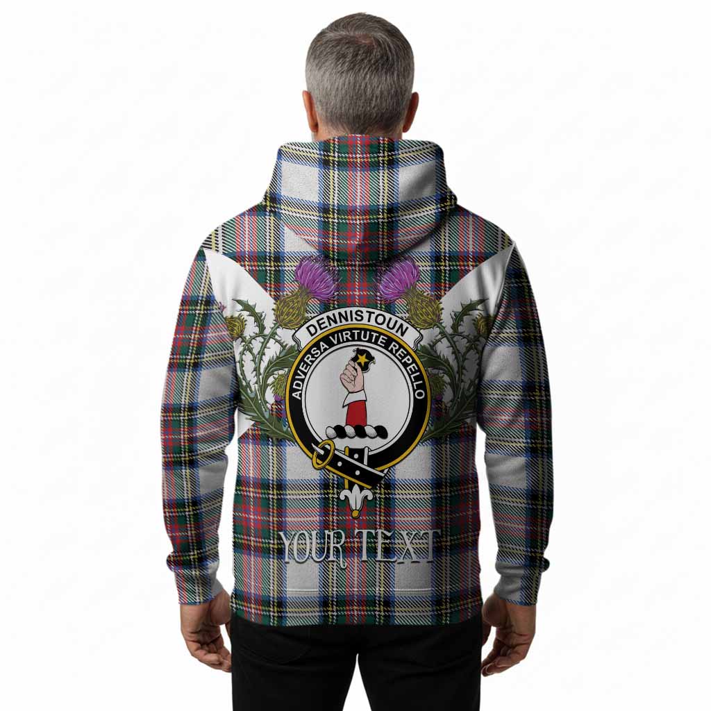 Dennistoun Tartan Family Crest Hoodie Scottish Burns Night Thistle Floral