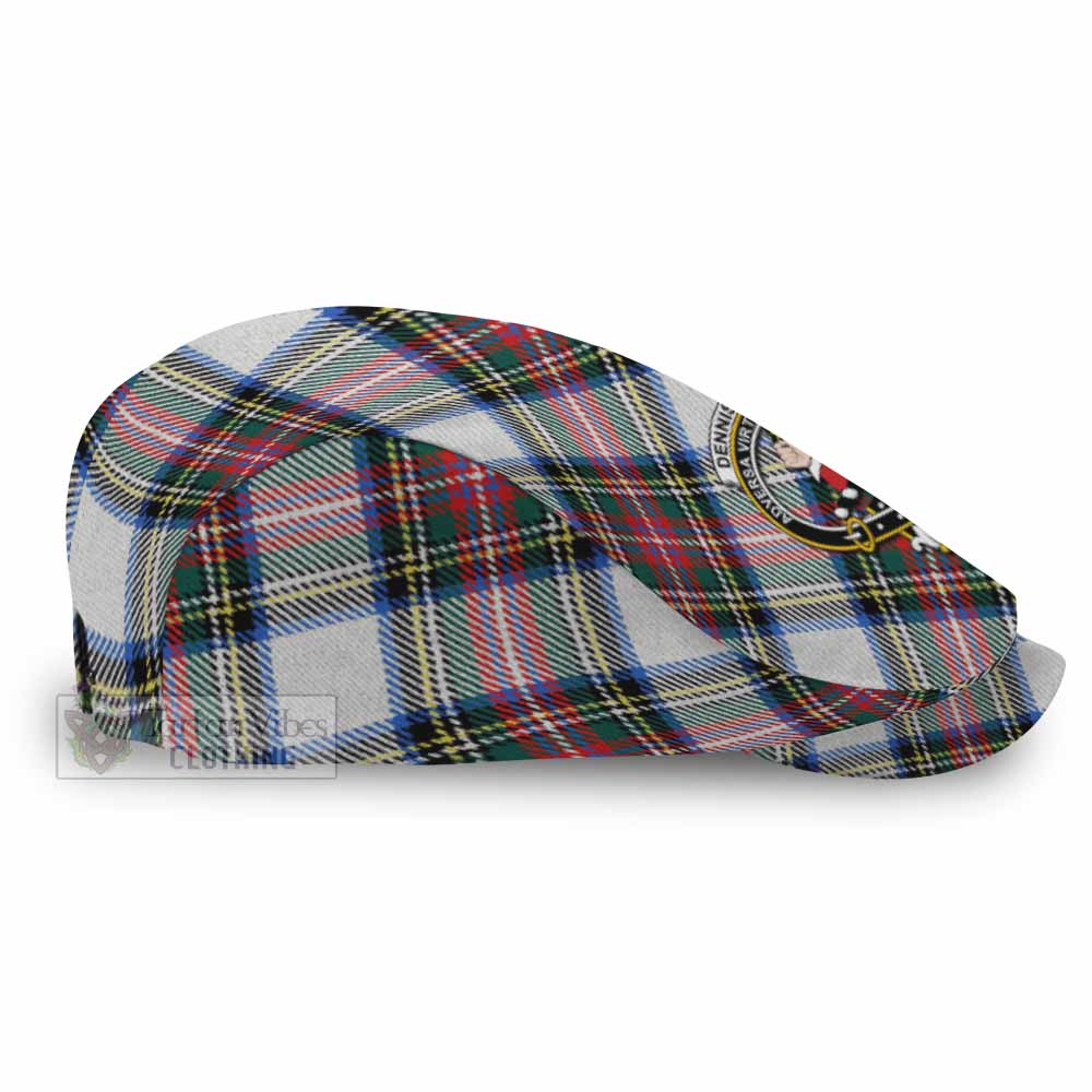 Dennistoun Tartan Flat Cap, Jeff Cap Cross Style with Family Crest - Tartan Vibes Clothing