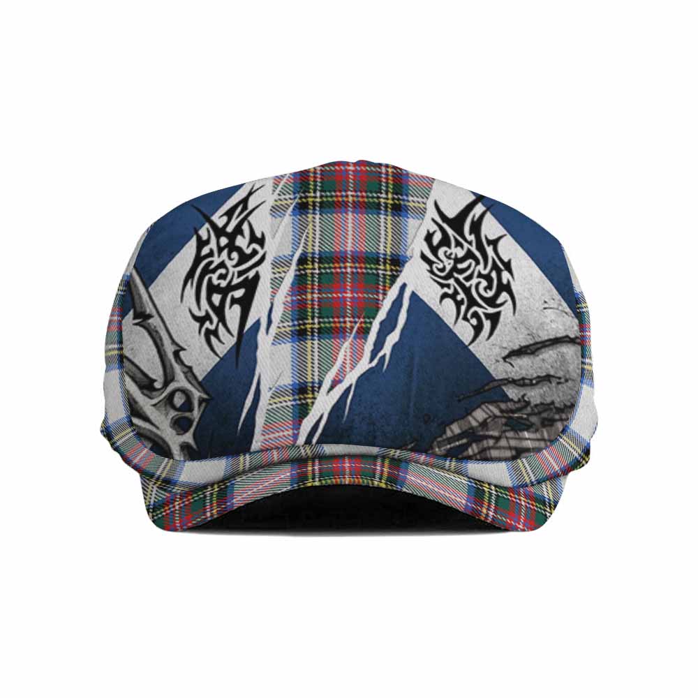 Dennistoun Tartan Flat Cap, Jeff Cap Scotland Flag Ripped Tribal Design