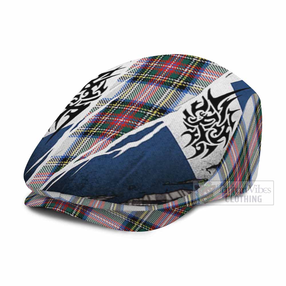 Dennistoun Tartan Flat Cap, Jeff Cap Scotland Flag Ripped Tribal Design