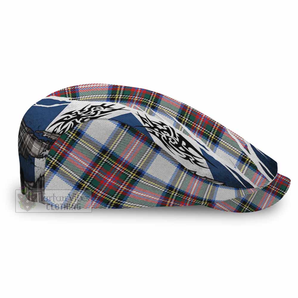 Dennistoun Tartan Flat Cap, Jeff Cap Scotland Flag Ripped Tribal Design