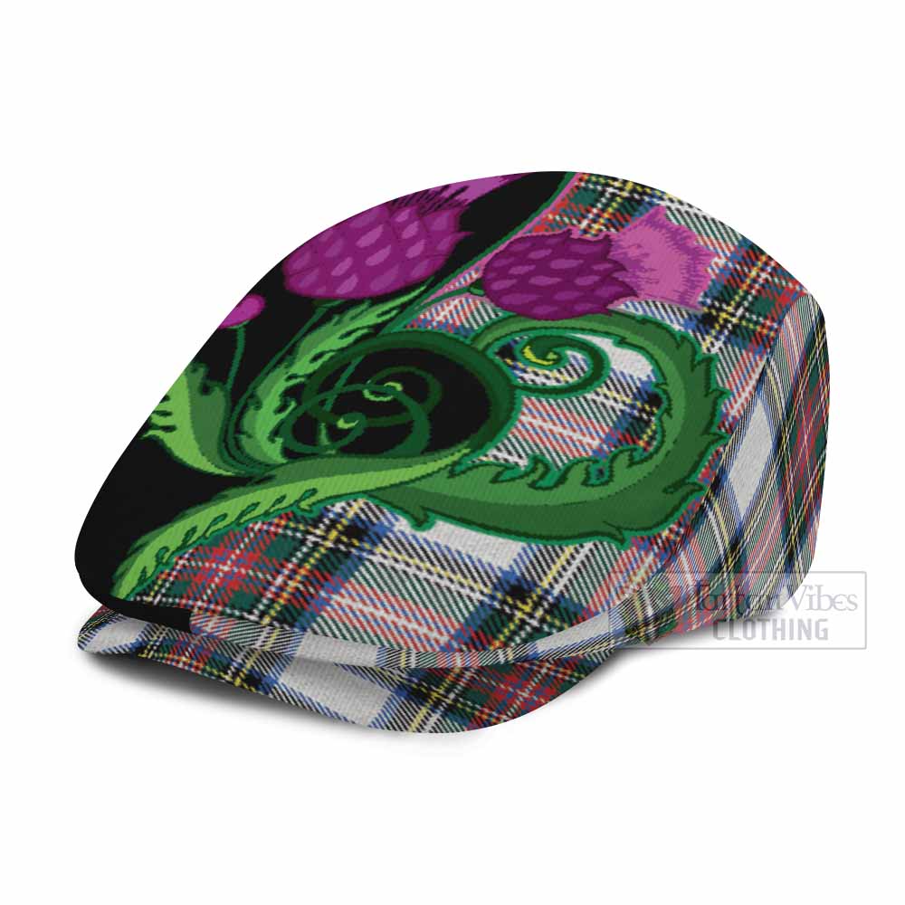 Dennistoun Tartan Flat Cap, Jeff Cap Traditional Scottish Thistle