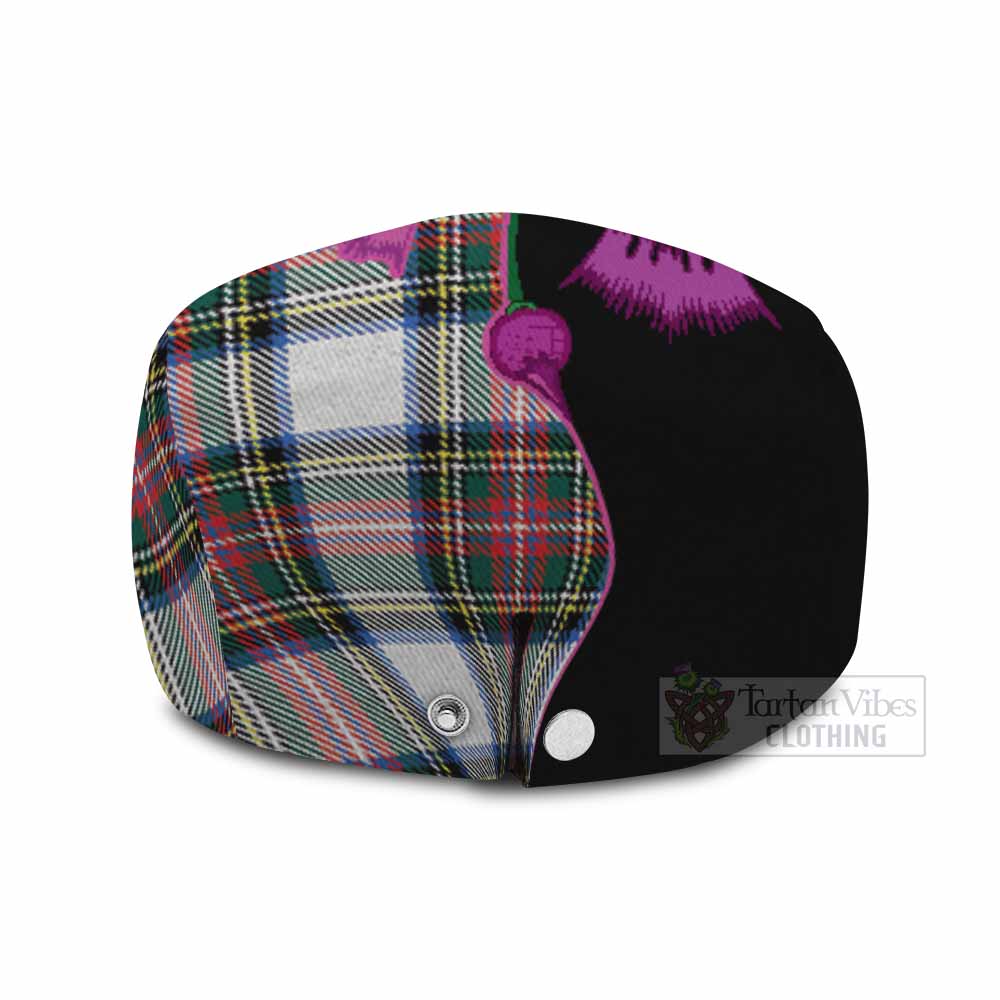 Dennistoun Tartan Flat Cap, Jeff Cap Traditional Scottish Thistle