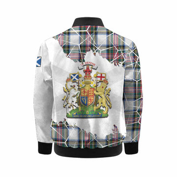 Dennistoun Tartan Kid Bomber Jacket with Family Crest and Lion Rampant Grunge Style