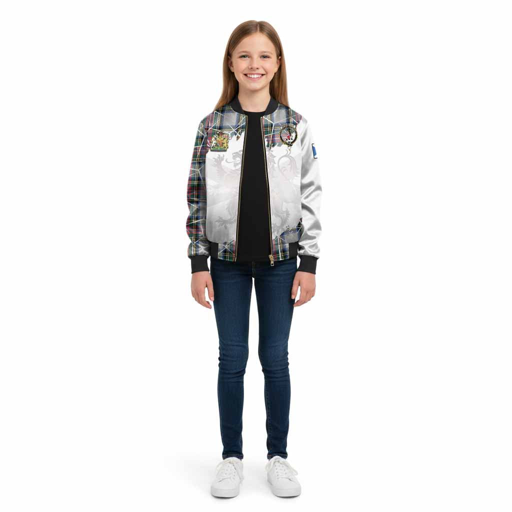 Dennistoun Tartan Kid Bomber Jacket with Family Crest and Lion Rampant Grunge Style