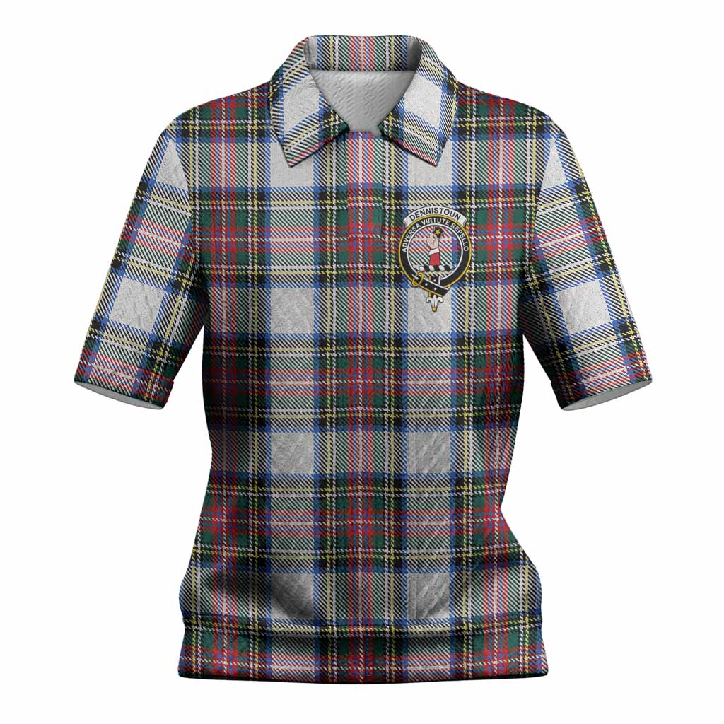 Dennistoun Tartan Women’s Polo Sweater Top with Family Crest