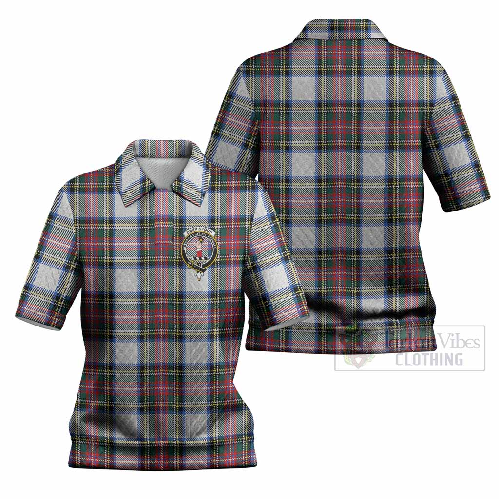 Dennistoun Tartan Women’s Polo Sweater Top with Family Crest