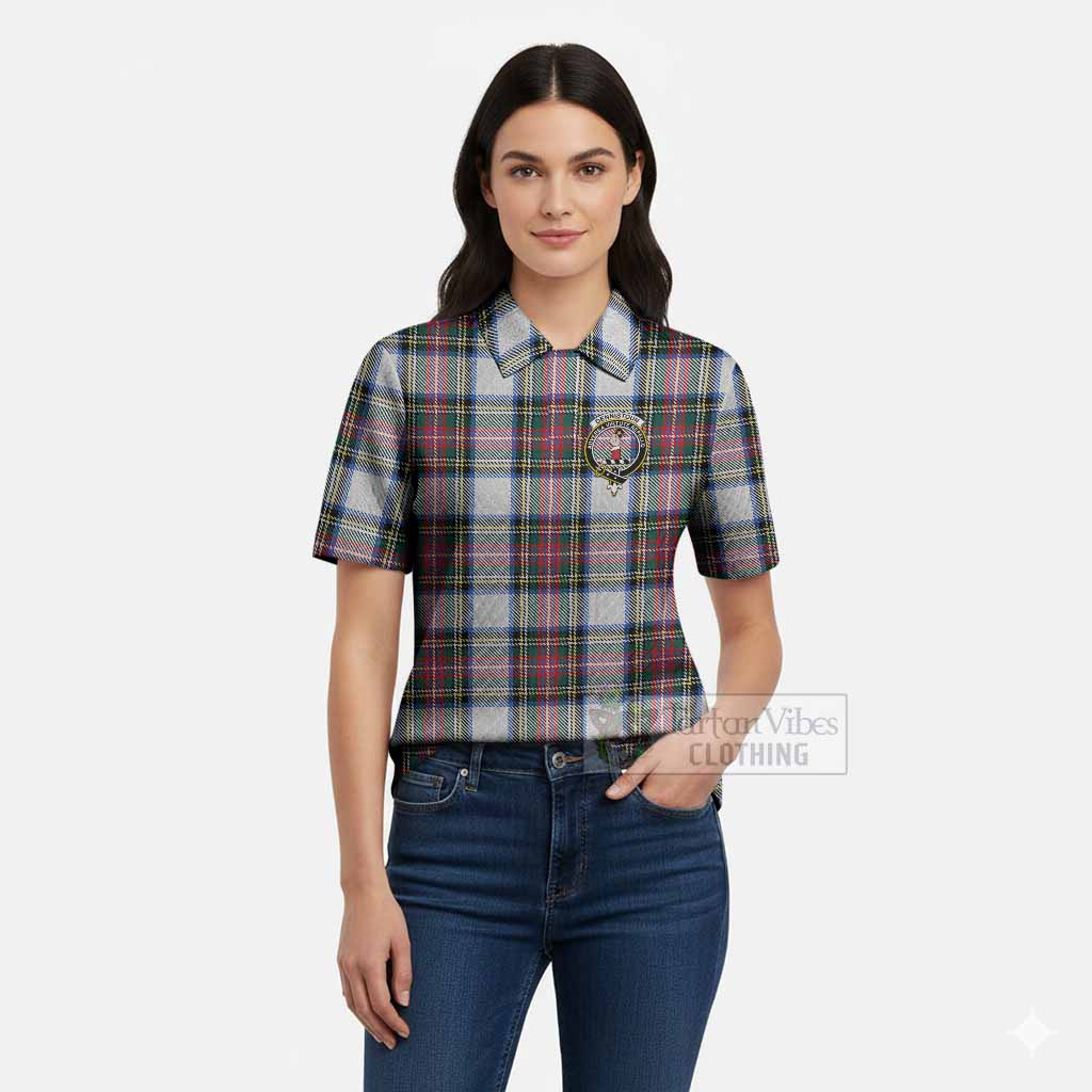 Dennistoun Tartan Women’s Polo Sweater Top with Family Crest