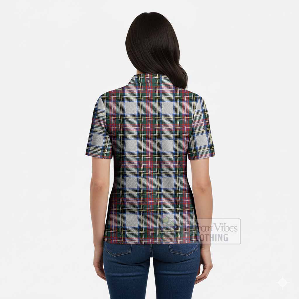 Dennistoun Tartan Women’s Polo Sweater Top with Family Crest