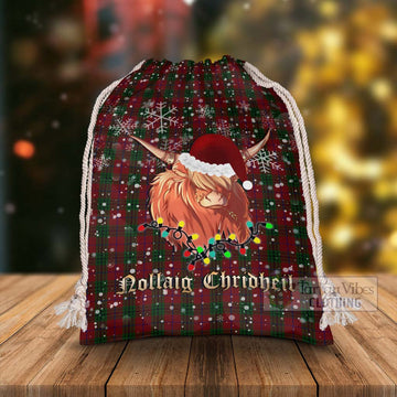 Tartan Vibes Clothing Denny Tartan Christmas Santa's Bag with Highland Cow
