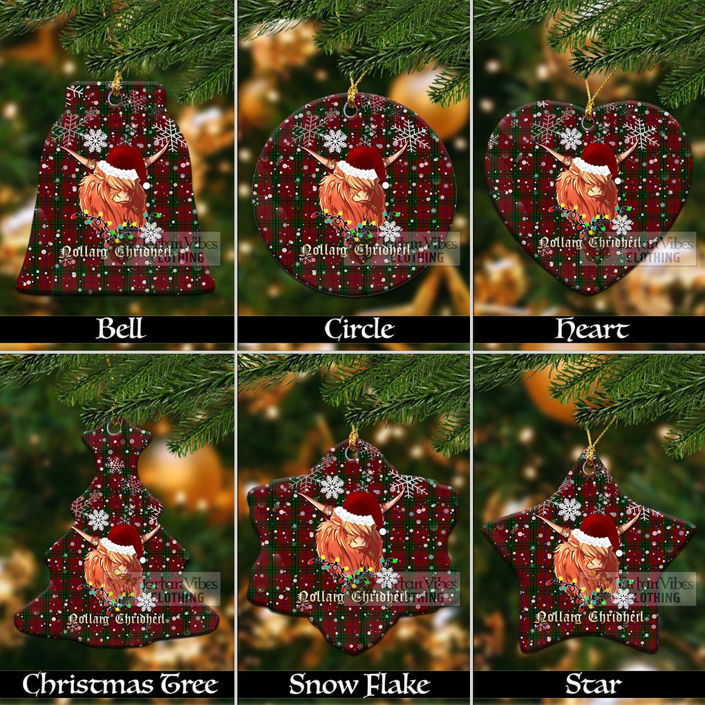 Denny Tartan Christmas Ceramic Ornaments with Twinkle Highland Cattle Ceramic - Tartan Vibes Clothing