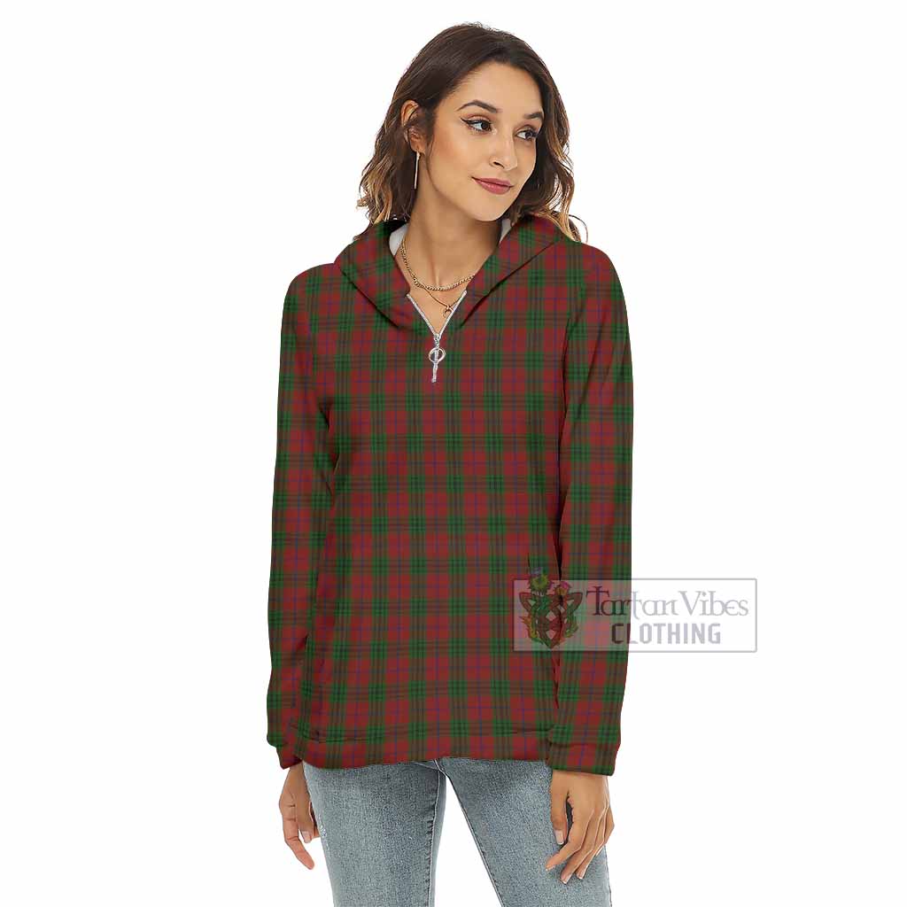 Denny Tartan Women's Borg Fleece Hoodie with Half Zip - Tartan Vibes Clothing