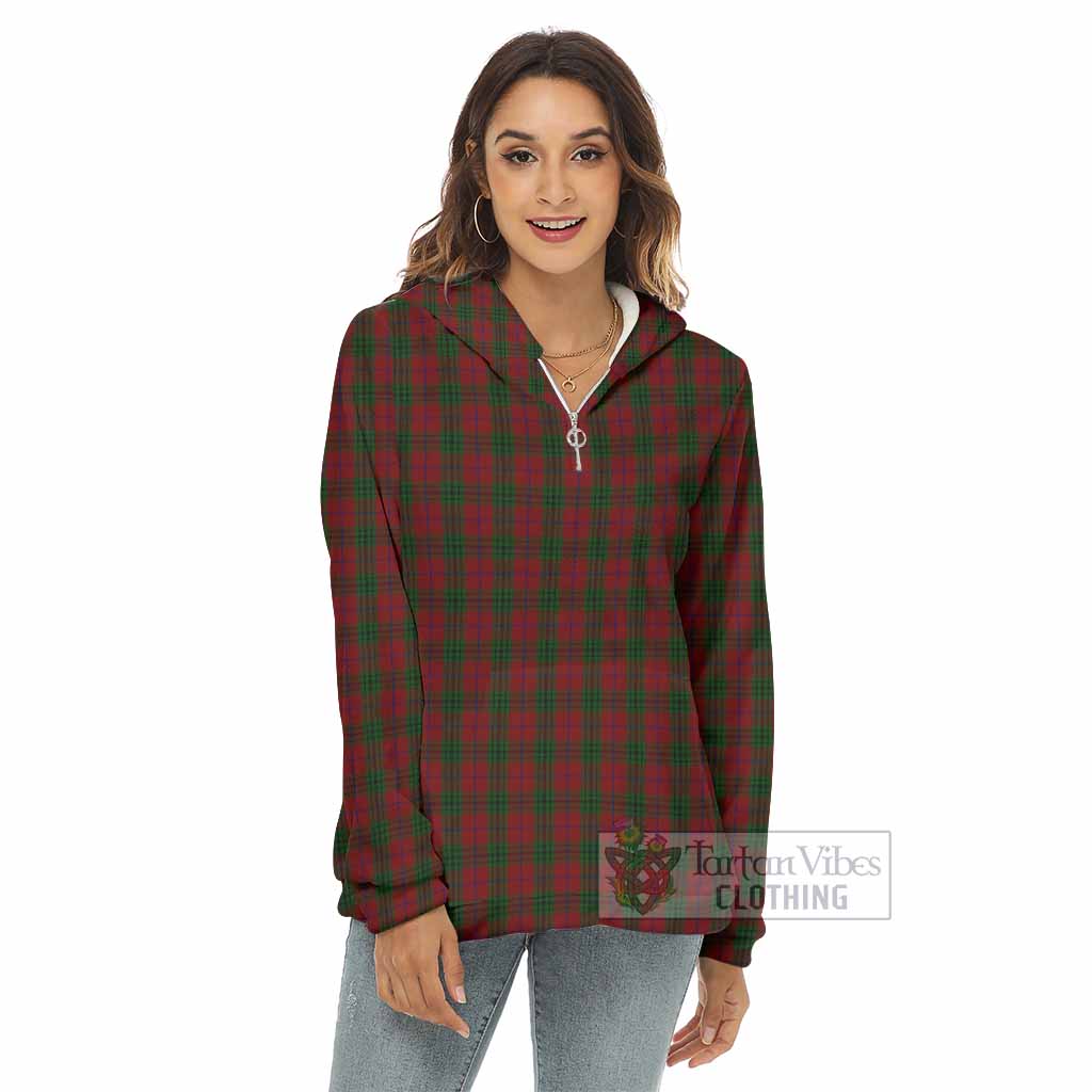 Denny Tartan Women's Borg Fleece Hoodie with Half Zip - Tartan Vibes Clothing