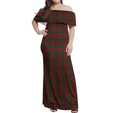 Denny Tartan Off Shoulder Long Dress Women's Dress - Tartan Vibes Clothing