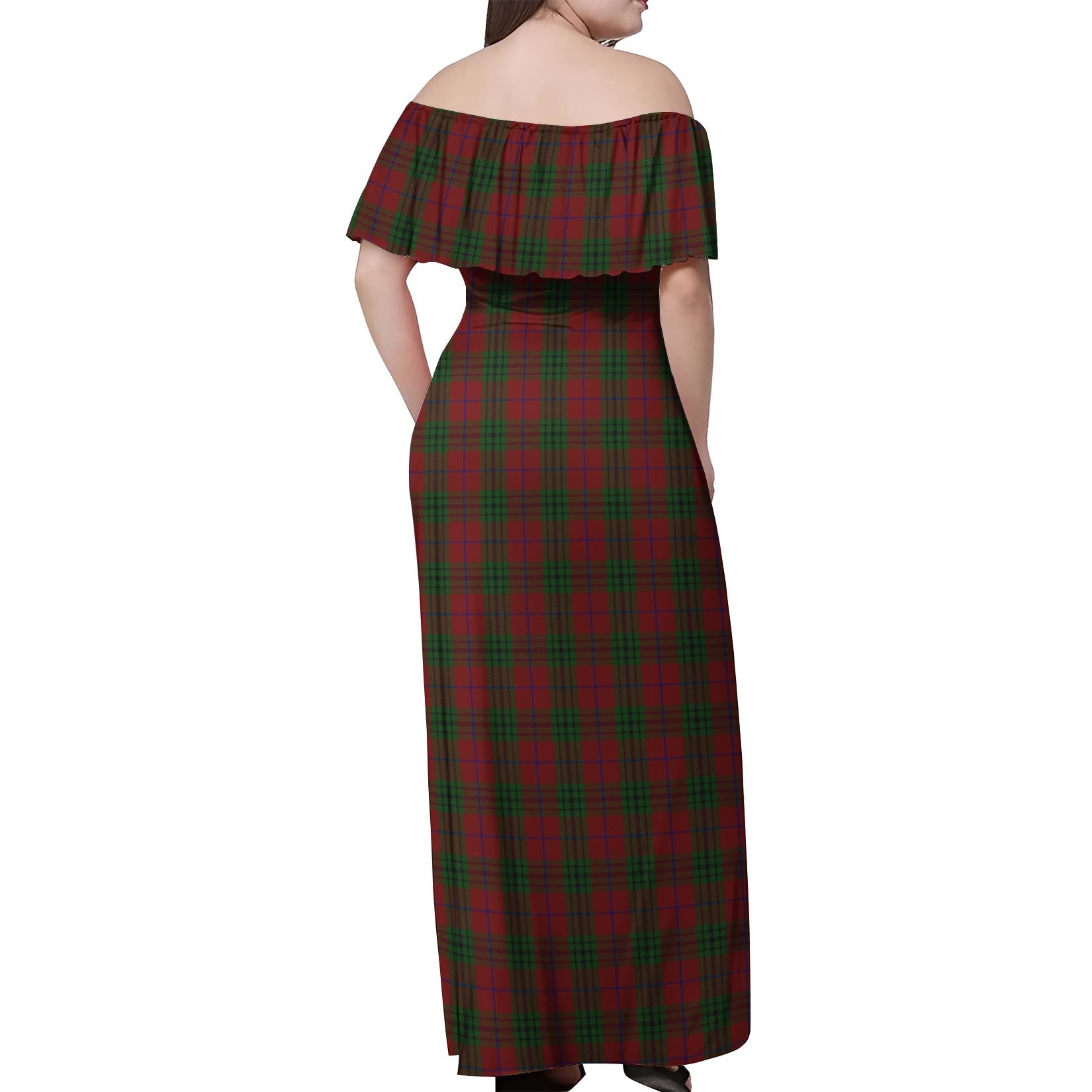 Denny Tartan Off Shoulder Long Dress - Tartan Vibes Clothing