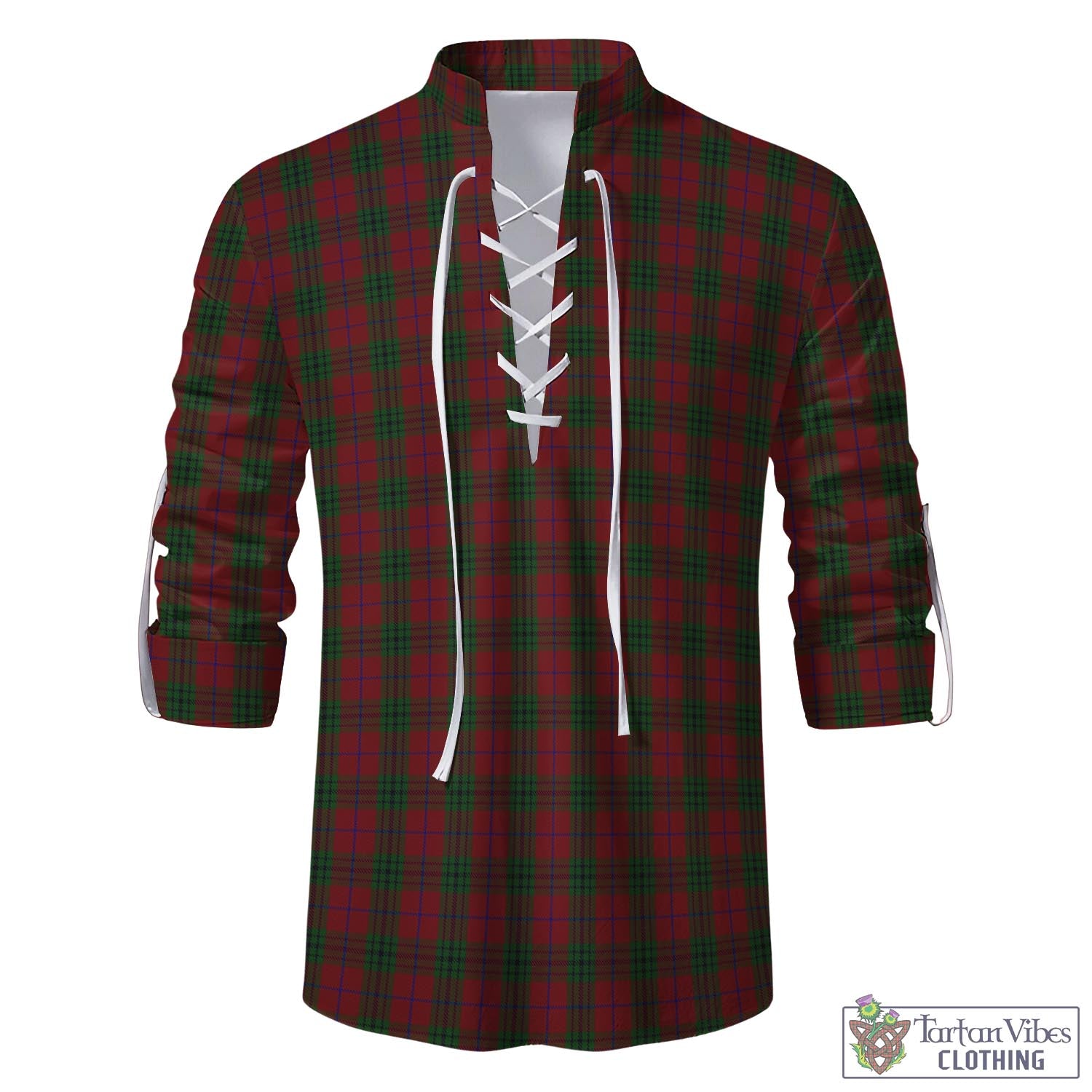 Tartan Vibes Clothing Denny Hunting Tartan Men's Scottish Traditional Jacobite Ghillie Kilt Shirt