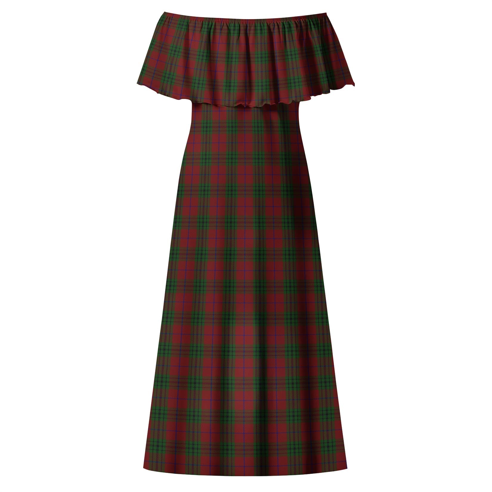 Denny Tartan Off Shoulder Long Dress - Tartan Vibes Clothing
