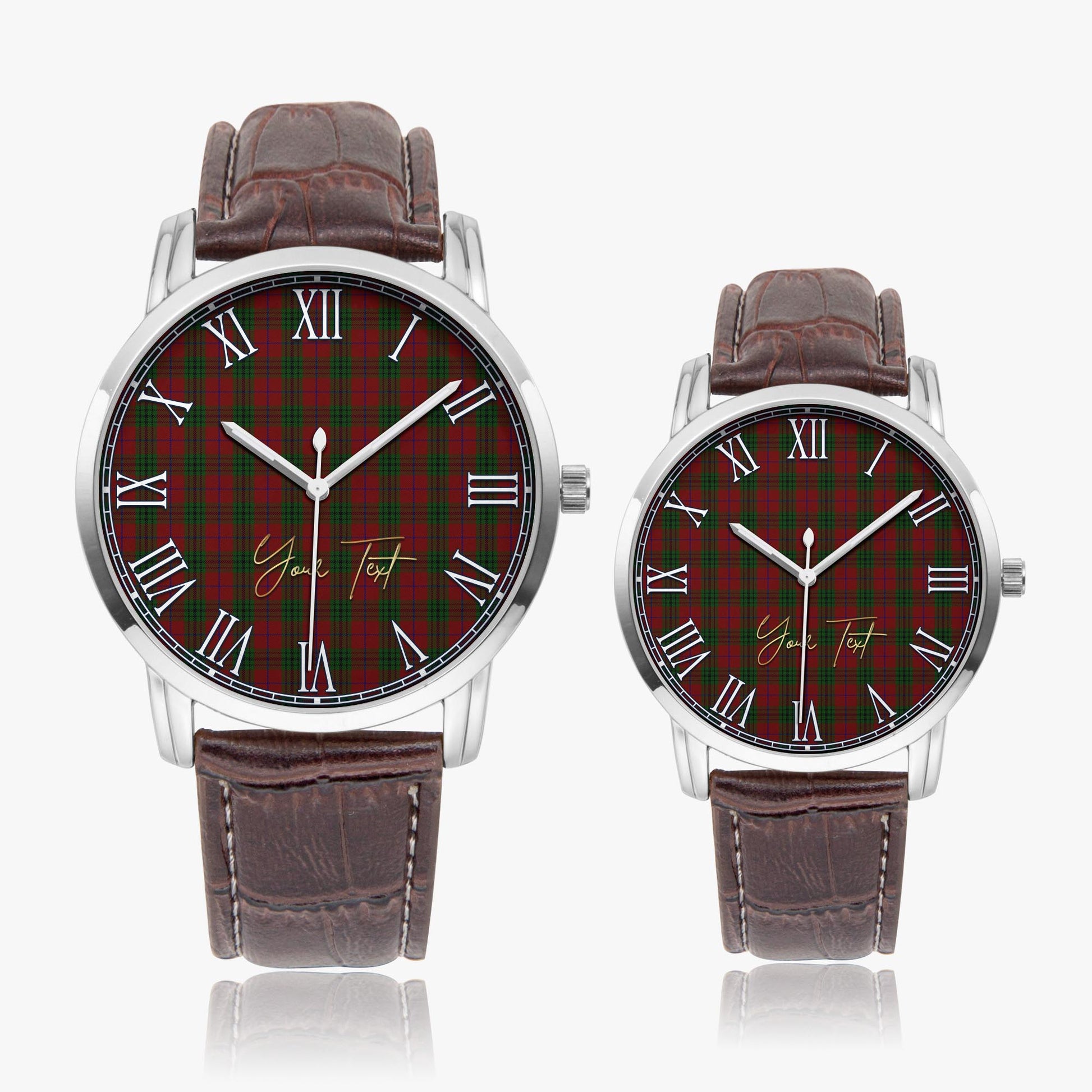 Denny Tartan Personalized Your Text Leather Trap Quartz Watch - Tartan Vibes Clothing