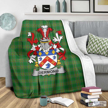 Tartan Vibes Clothing Dermond Irish Clan Tartan Blanket with Coat of Arms