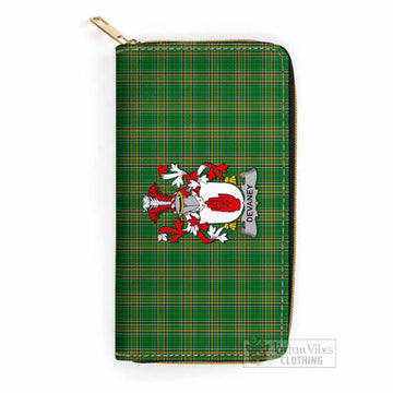 Devaney Irish Clan Tartan Women's Leather Wallet with Coat of Arms