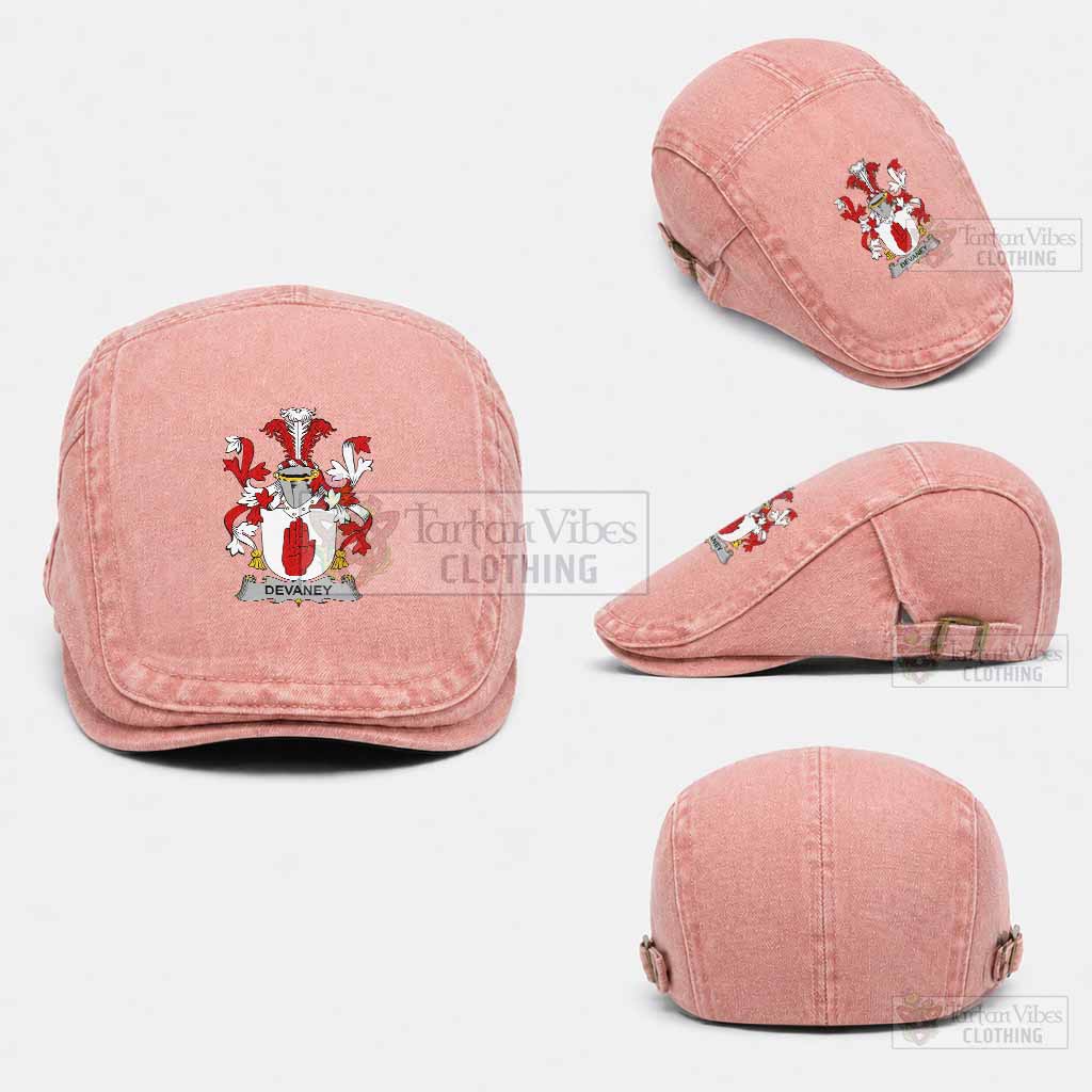 Devaney Irish Coat of Arms Washed Flat Cap - Unisex Jeff Cap One Size (Adjustable) Pink - Tartan Vibes Clothing